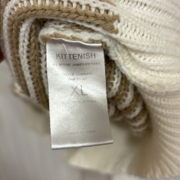 Kittenish (set) brown & cream V neck striped sweater & matching sweatpants XL - Picture 4 of 14